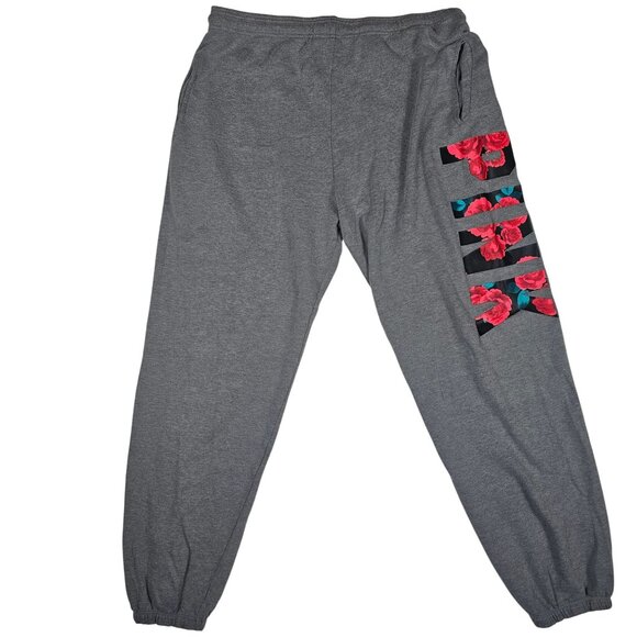Victoria's Secret PINK Grey Tropical Print Boyfriend Sweatpants  Medium - Picture 1 of 11